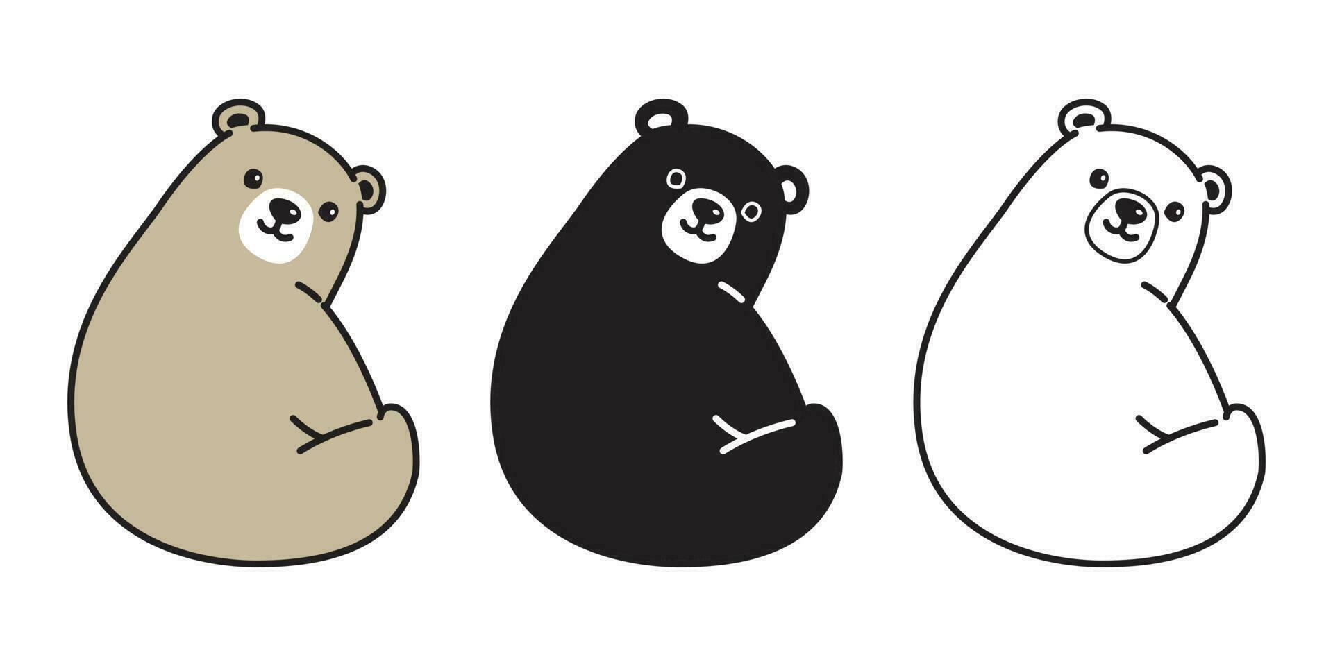 Urso vetor polar Urso ícone logotipo sorrir sentado desenho animado personagem ilustração rabisco