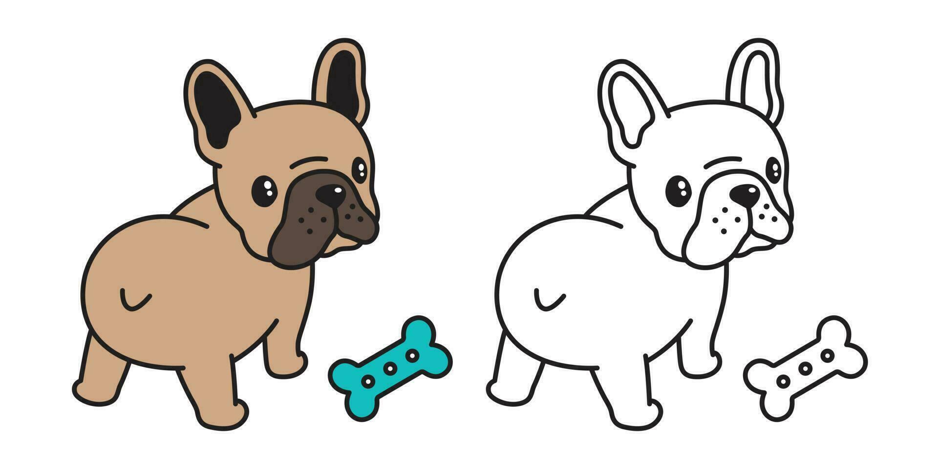 cachorro vetor francês buldogue logotipo ícone osso Comida brinquedo desenho animado personagem ilustração símbolo Castanho