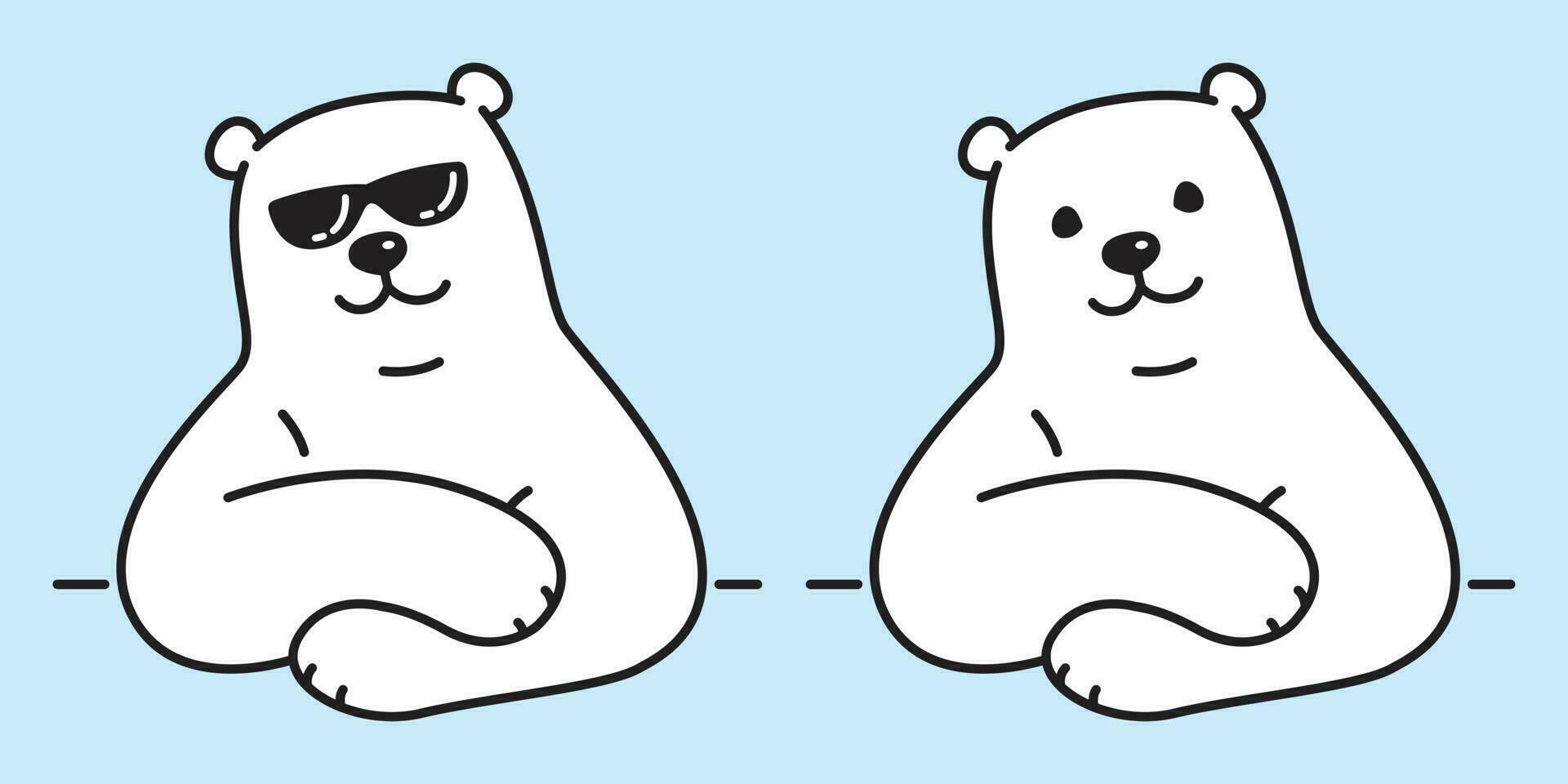 Urso vetor polar Urso logotipo ícone oculos de sol ilustração personagem desenho animado rabisco