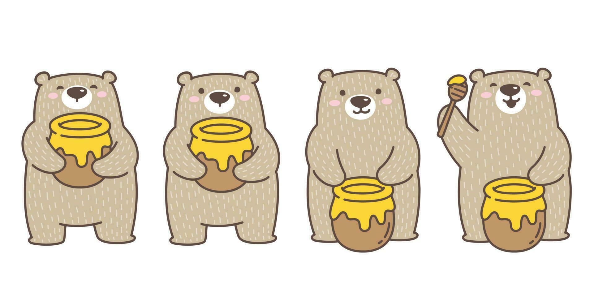 Urso vetor polar Urso ícone logotipo querida abelha desenho animado personagem ilustração rabisco Castanho