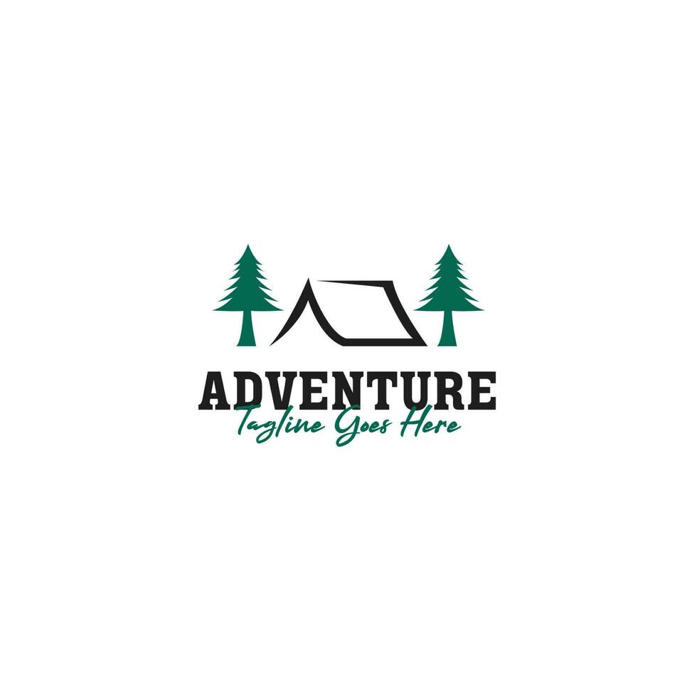 criativo ao ar livre logotipo do acampamento e aventura viagem período de férias floresta Projeto ilustração idéia vetor