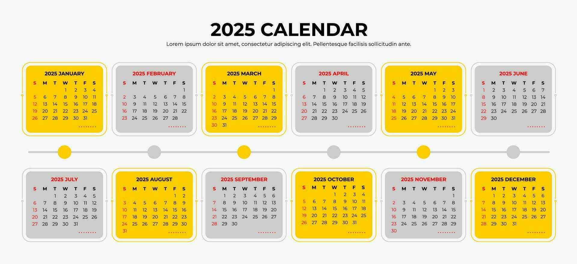 2025 calendário modelo vetor