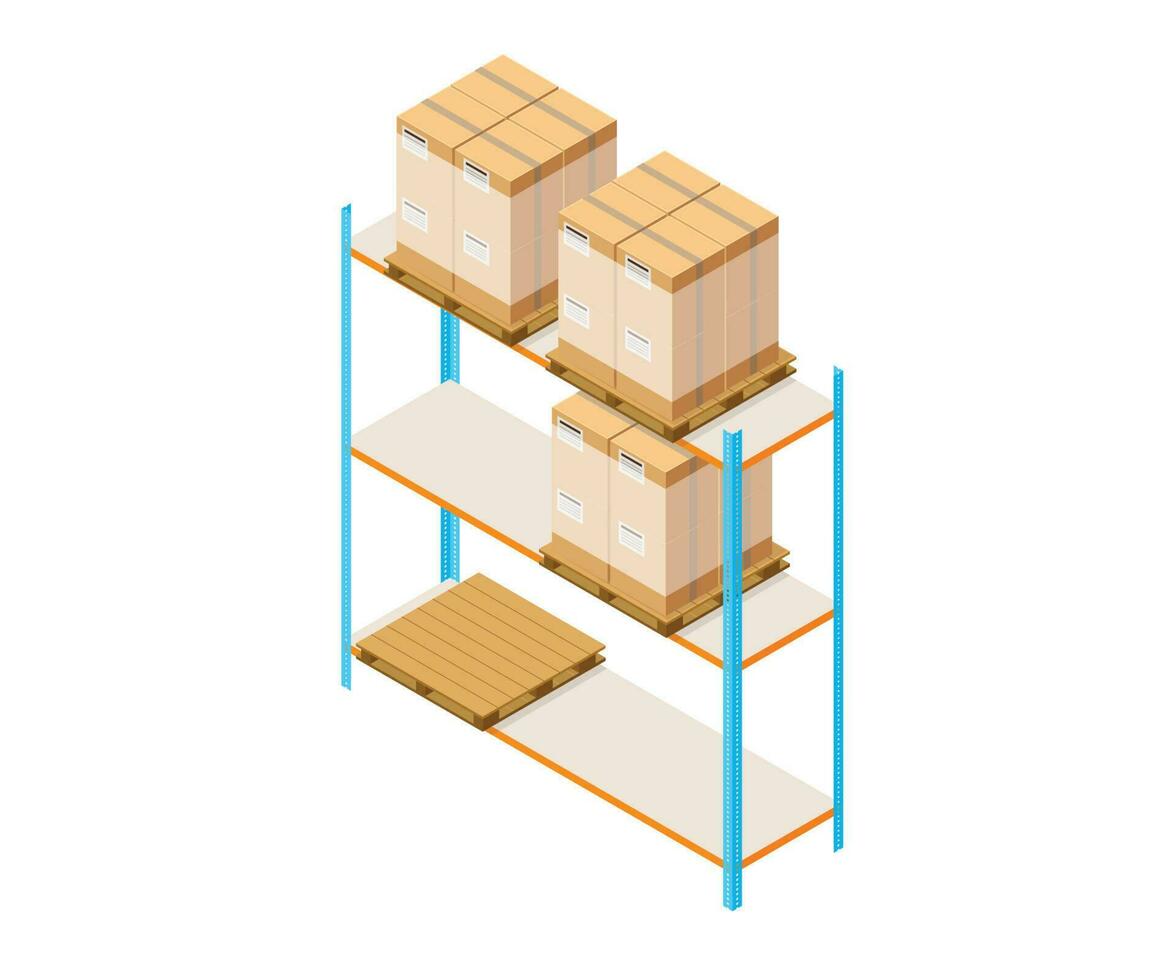 livre vetor armazém estante prateleiras com caixa