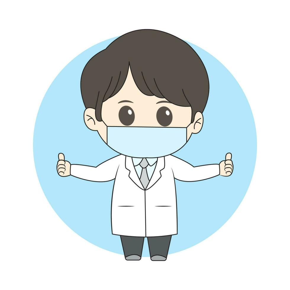 chibi Garoto especialista médico vetor