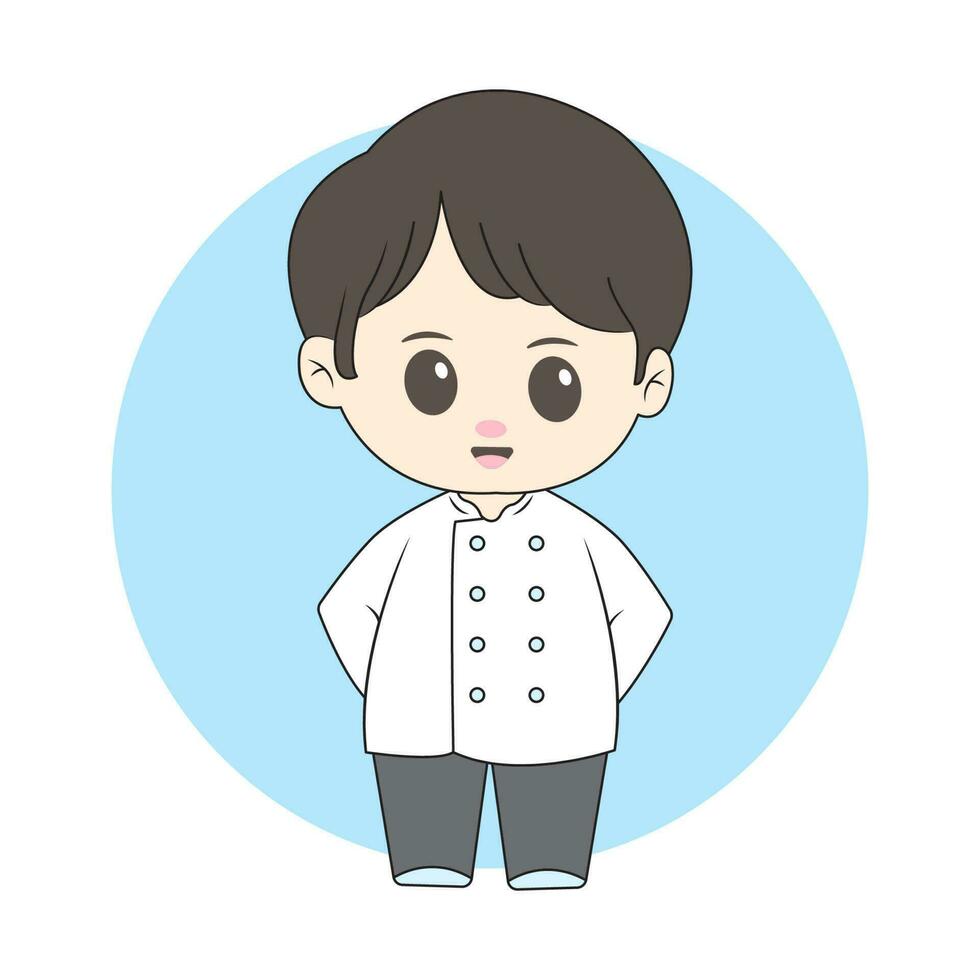 chibi Garoto chefe de cozinha vetor