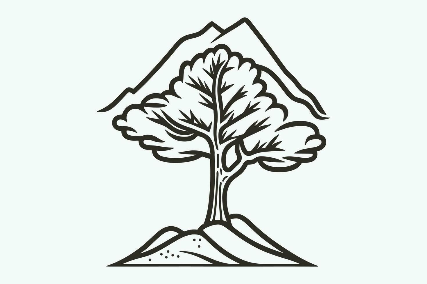 montanha esboço, esboço estilo Preto e branco montanhas e árvore vetor, montanha árvore ícone ilustração, montanha logotipo vetor