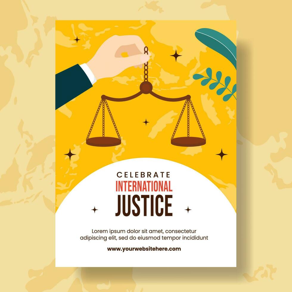 mundo dia para internacional justiça vertical poster ilustração plano desenho animado mão desenhado modelos fundo vetor