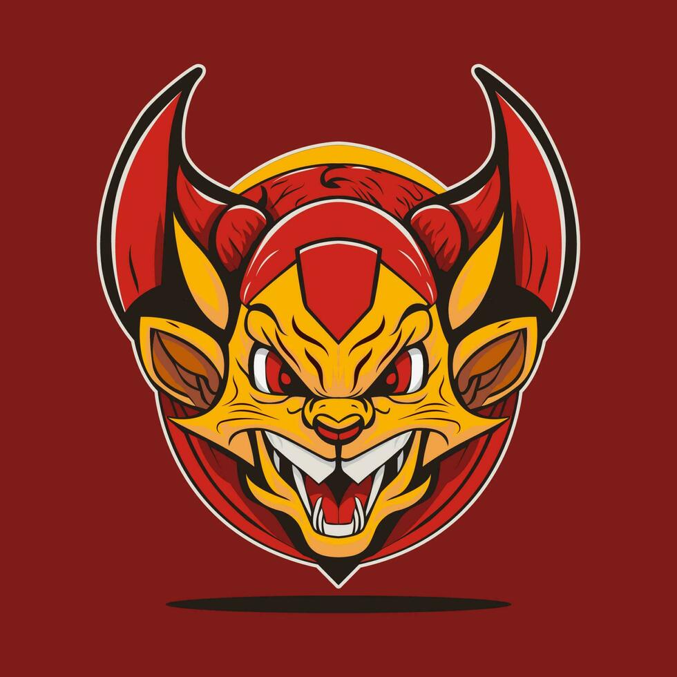 rato mascote Demonios estilo vetor vermelho e amarelo