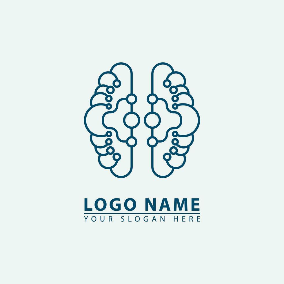 moderno linha cérebro tecnologia logotipo ícone. vetor