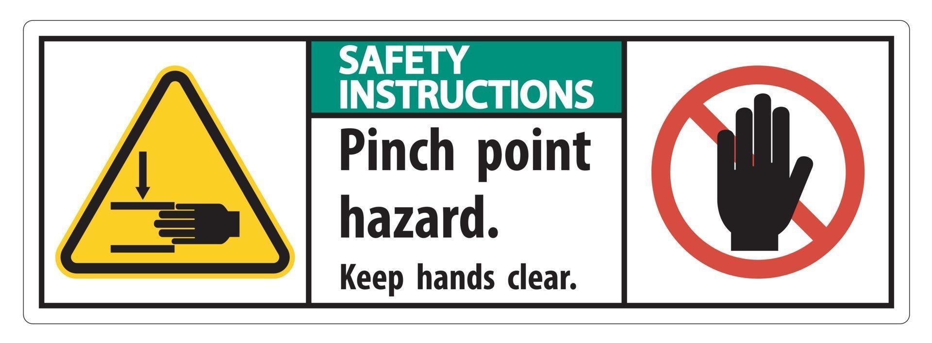 instruções de segurança perigo de ponto de esmagamento, mantenha as mãos livres vetor