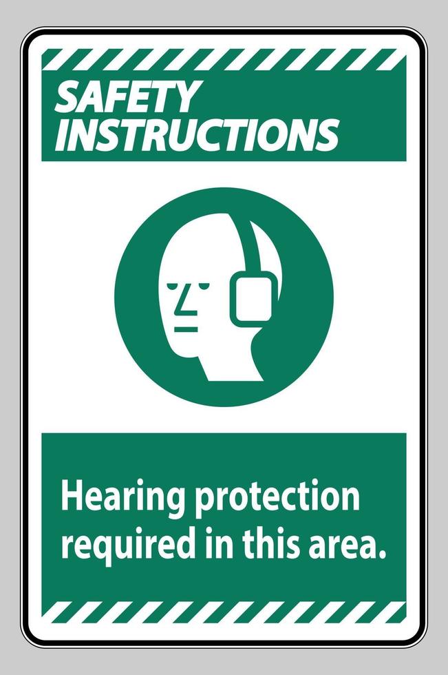 instruções de segurança sinal ppe proteção auditiva necessária nesta área com símbolo vetor