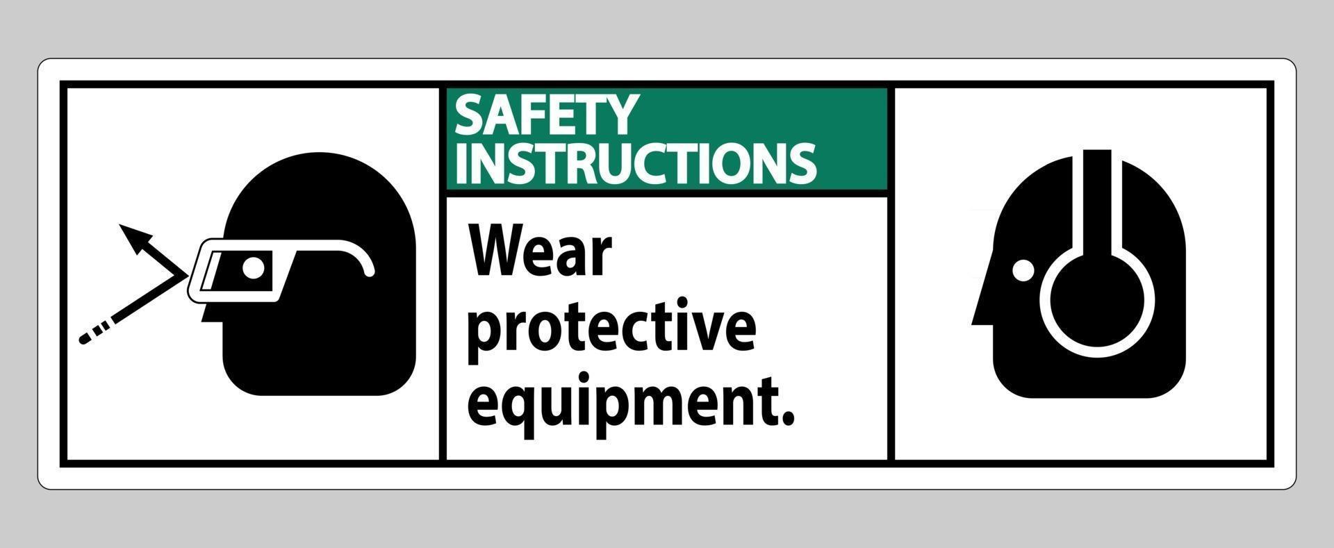 sinal de instruções de segurança para usar equipamentos de proteção com óculos e gráficos de óculos vetor
