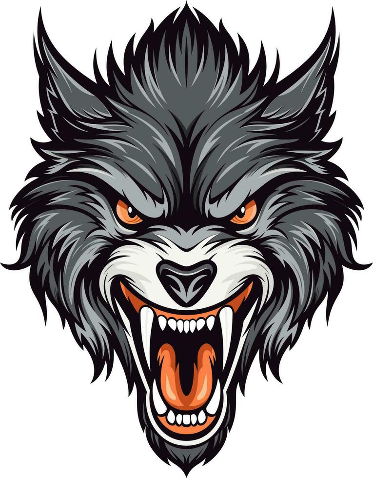 Lobo cabeça logotipo - Lobo cabeça mascote com afiado dentes- vetor ilustração para Camisetas, cartazes, e de outros usa.