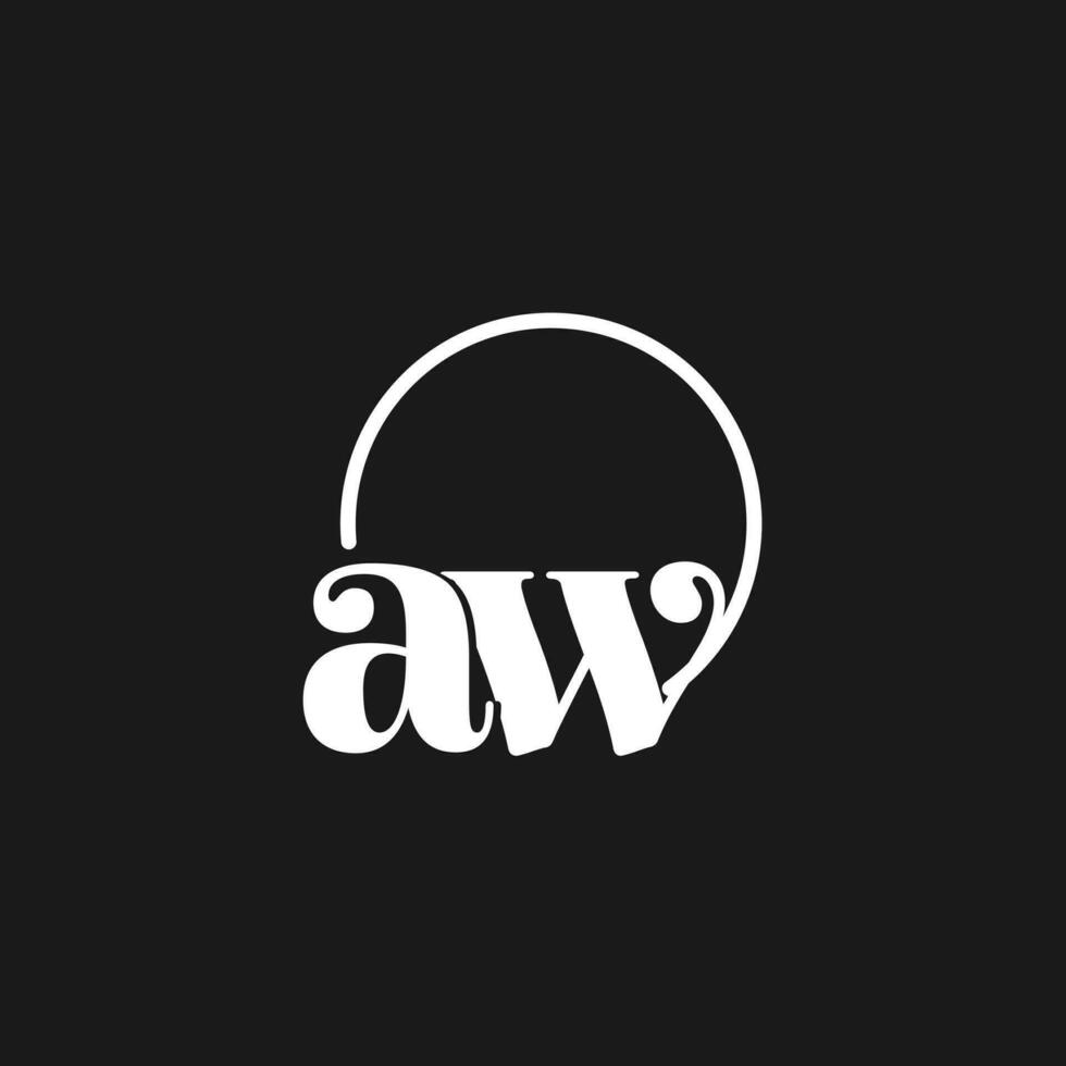 aw logotipo iniciais monograma com circular linhas, minimalista e limpar \ limpo logotipo projeto, simples mas elegante estilo vetor