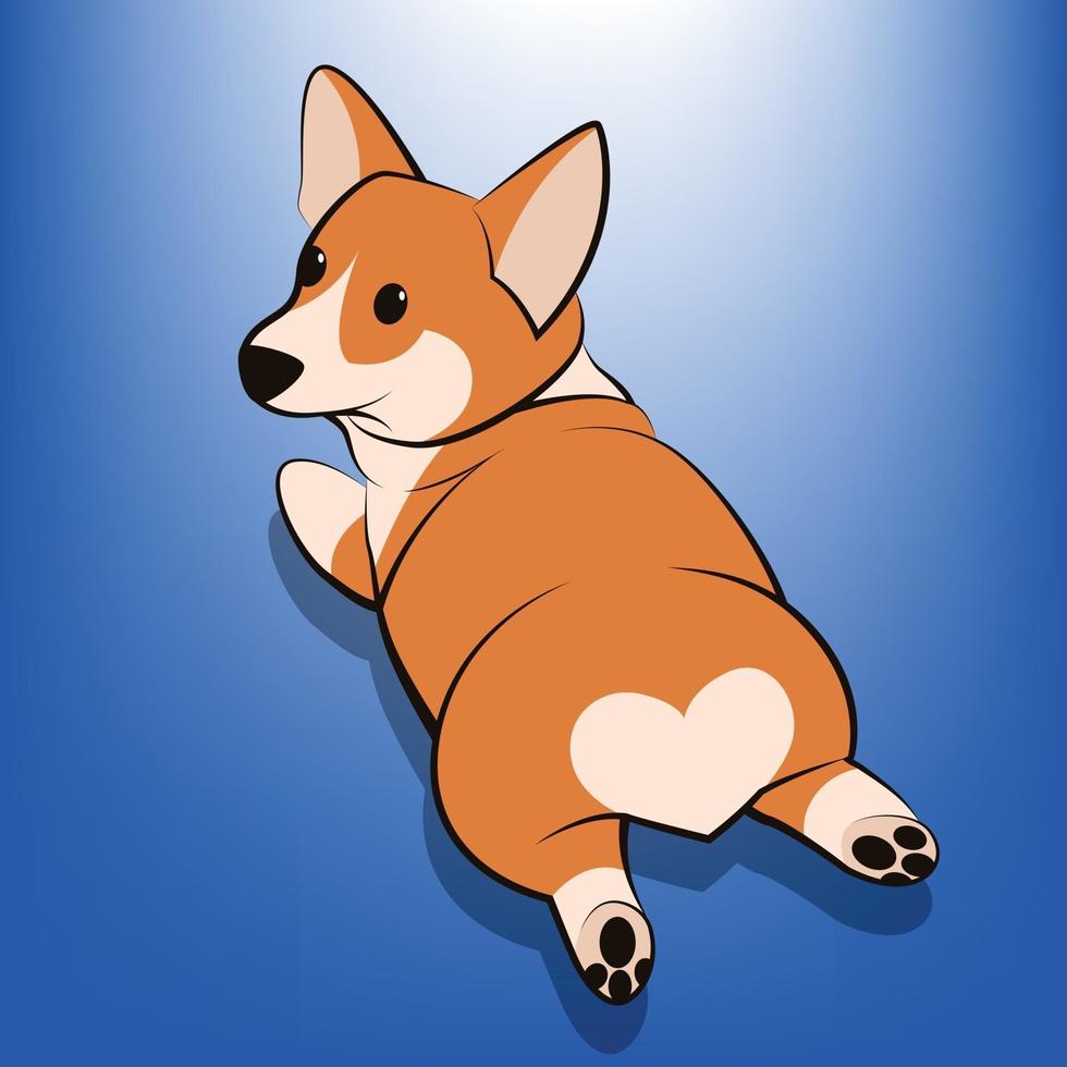 ilustração em vetor bonito dos desenhos animados de um cachorro corgi