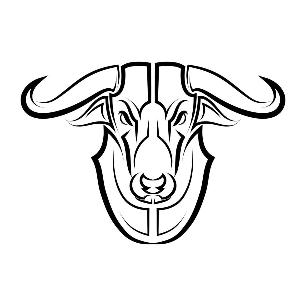 linha ilustração vetorial vista frontal do touro são os signos do zodíaco de touro vetor