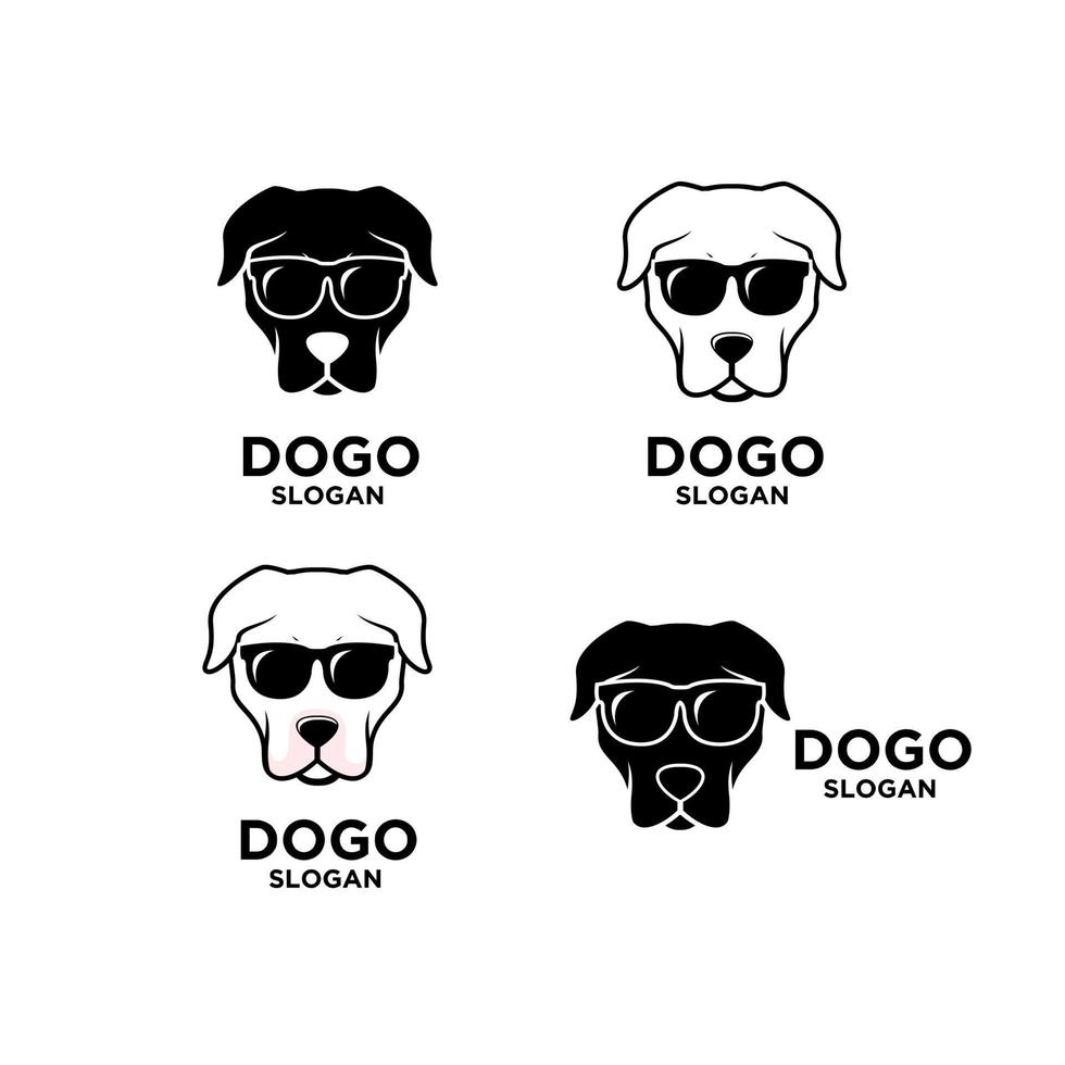 conjunto simples coleção dogo argentino cabeça de cachorro vetor logotipo ícone ilustração design