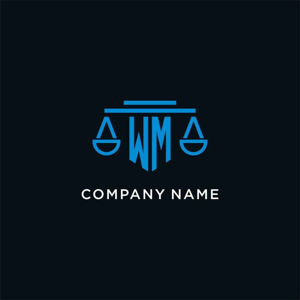 wm monograma inicial logotipo com balanças do justiça ícone Projeto inspiração vetor