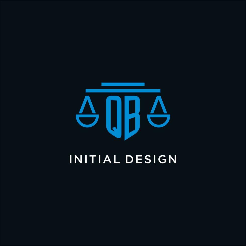 qb monograma inicial logotipo com balanças do justiça ícone Projeto inspiração vetor