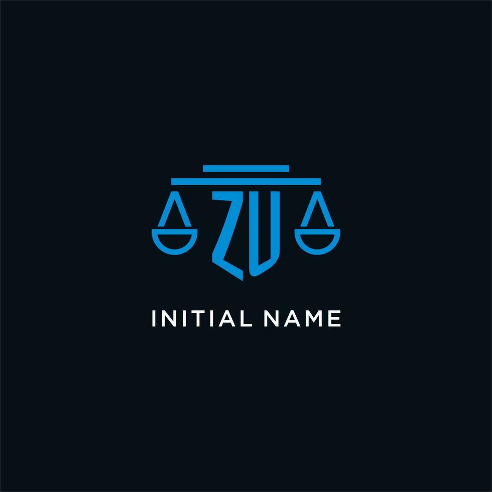 zu monograma inicial logotipo com balanças do justiça ícone Projeto inspiração vetor