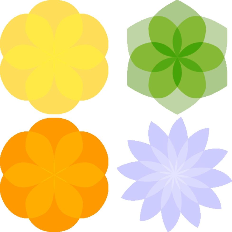 conjunto de 4 flores abstratas vetor