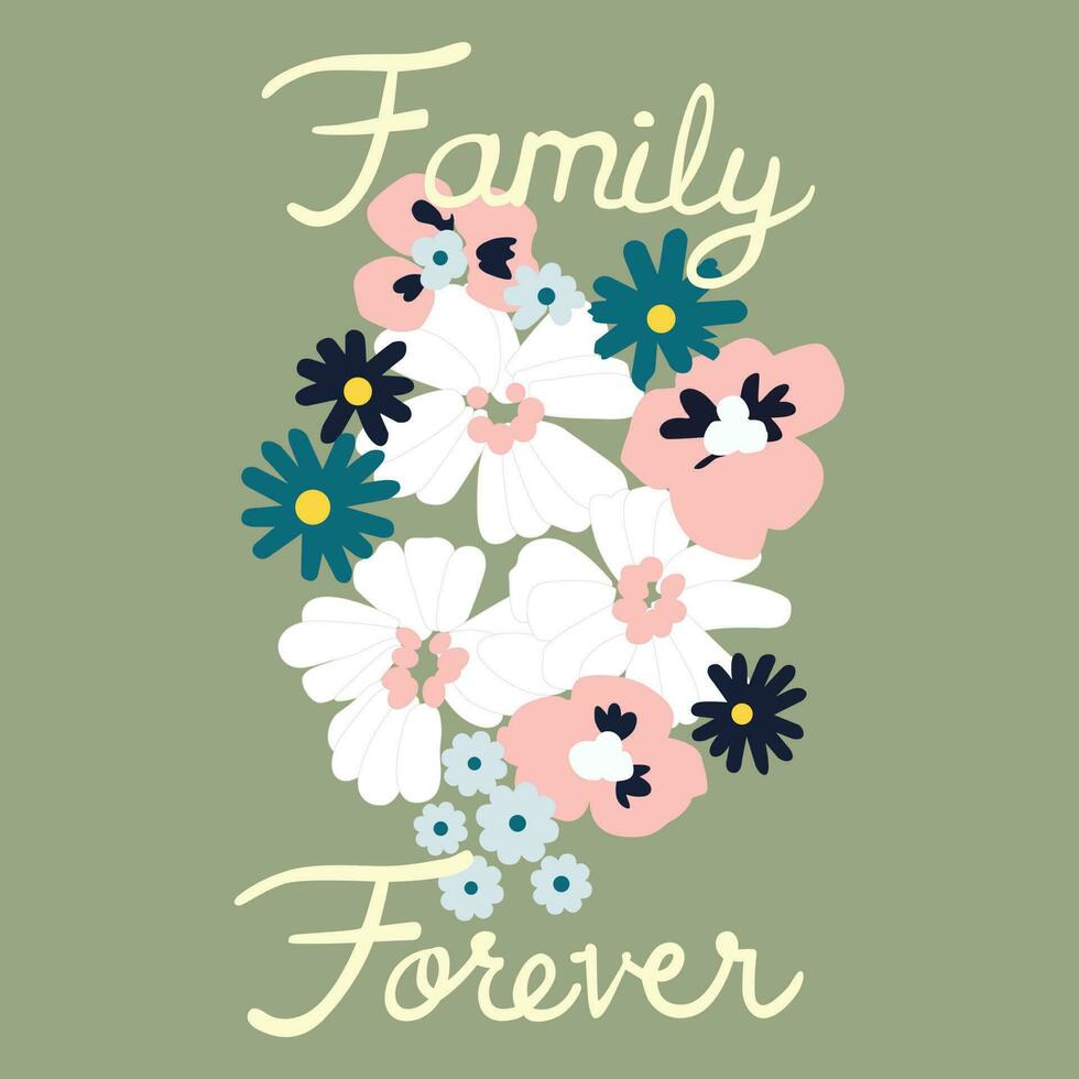 família para sempre floral vetor