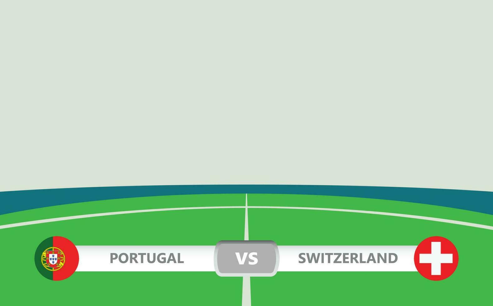 vetor Combine pré-visualização com uma mais baixo terceiro rótulo dentro futebol estádio fundo. Portugal vs Suíça.