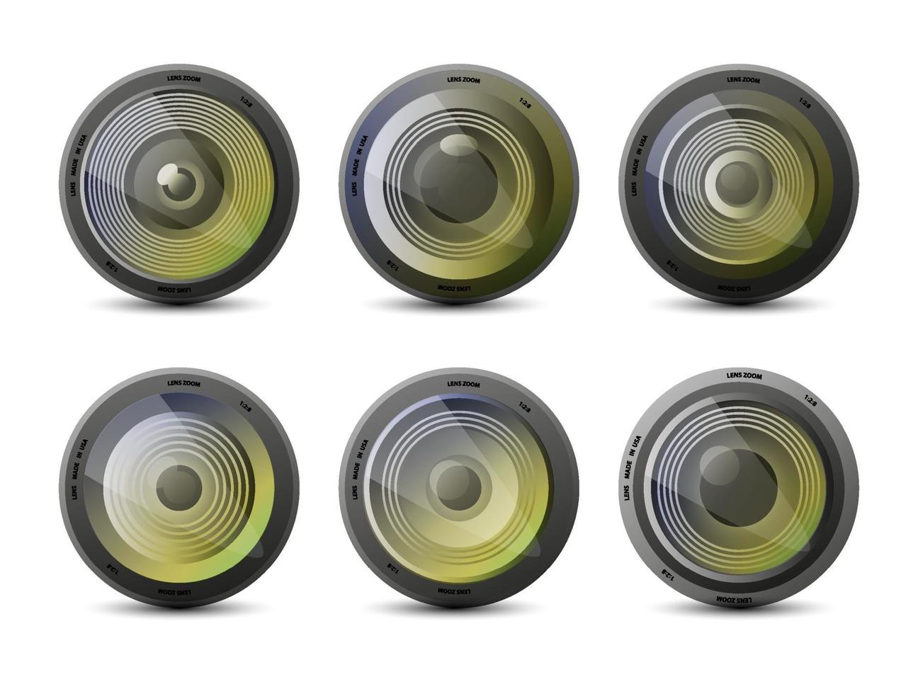 conjunto de lentes de câmera vetor