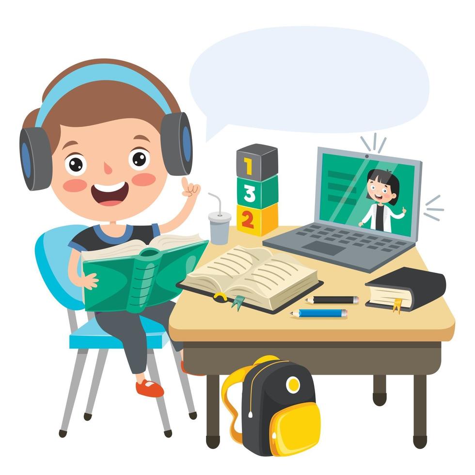 conceito de aprendizagem online com personagem de desenho animado vetor