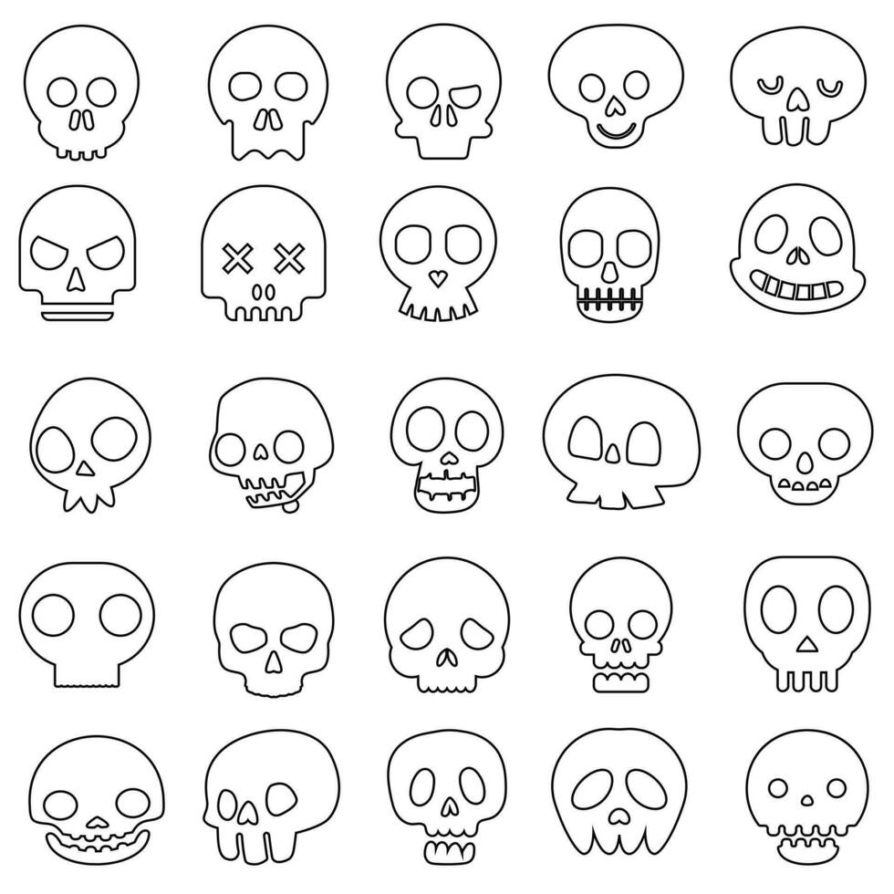 zombar vetor ícone definir. esqueleto ilustração símbolo coleção. dia das Bruxas placa ou logotipo.