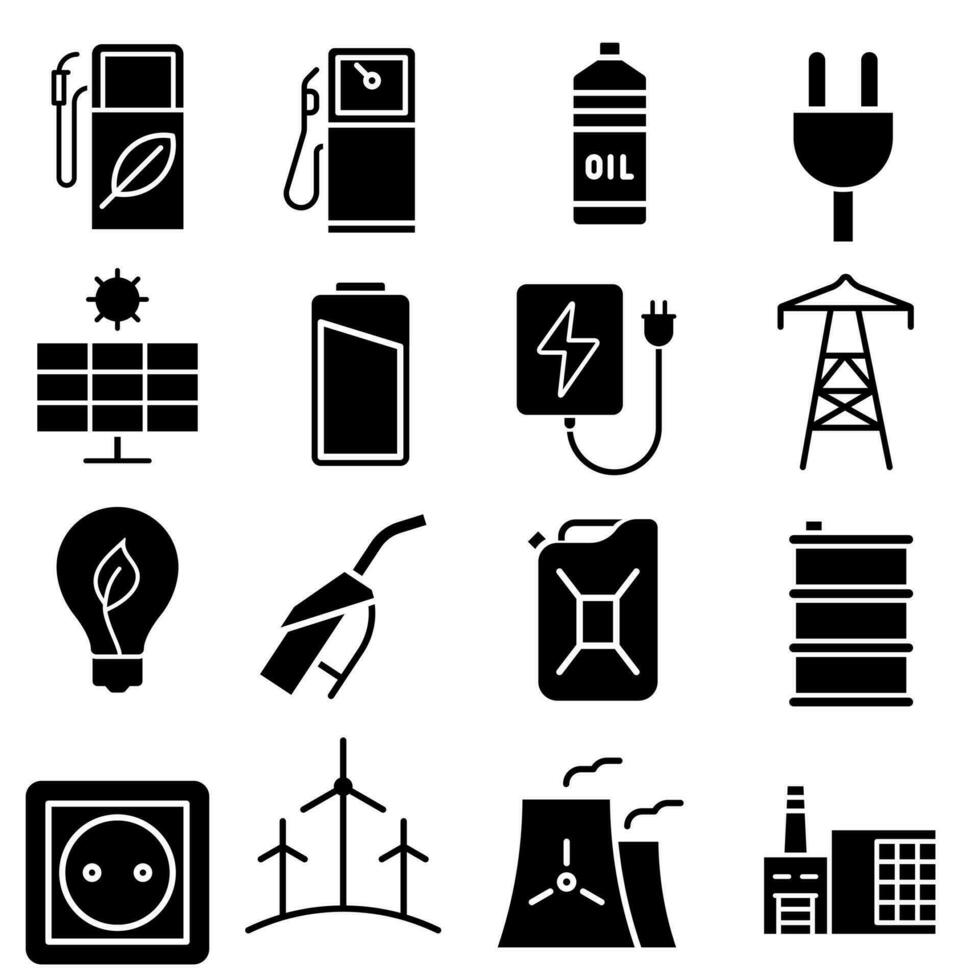 eletricidade ícone vetor definir. verde energia ilustração placa coleção. eco símbolo ou logotipo.