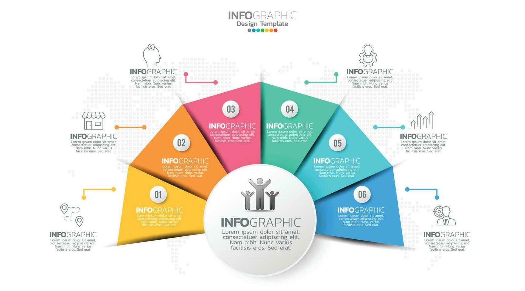 O vetor infográfico da linha do tempo com 6 etapas pode ser usado para o design da web do relatório anual do diagrama de layout do fluxo de trabalho.