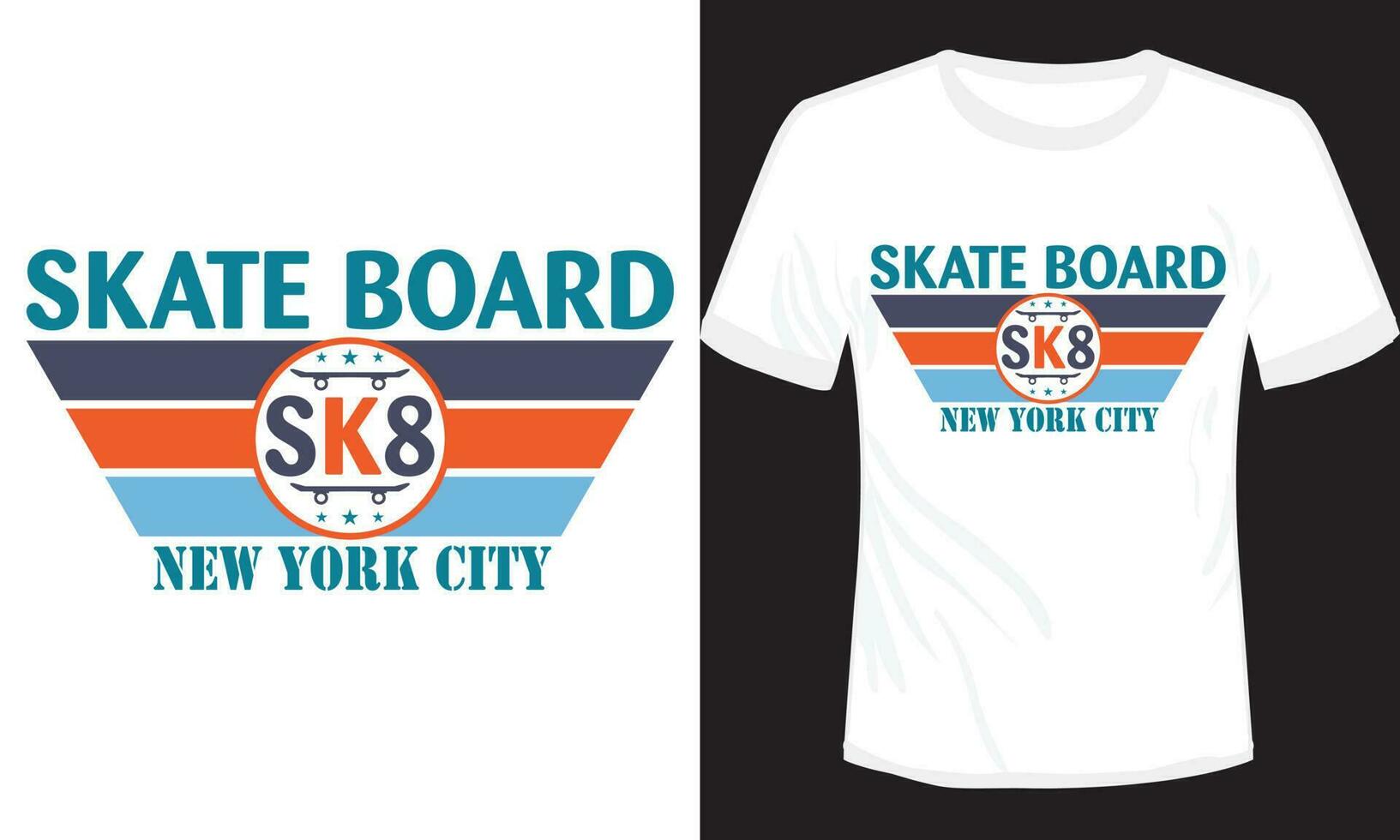 design de camiseta de skate da cidade de nova york vetor