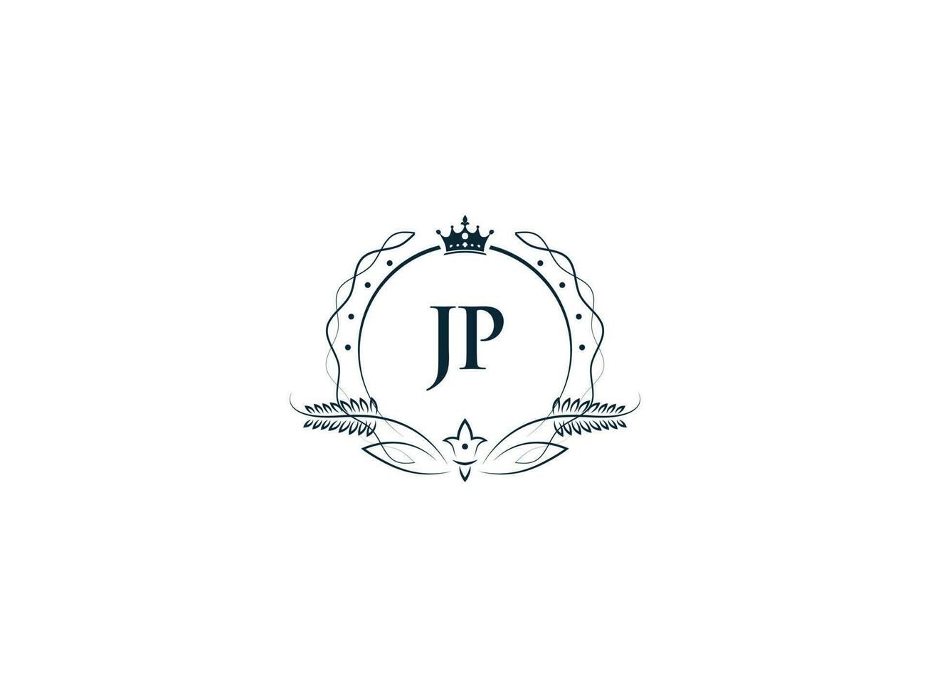 monograma jp feminino companhia logotipo projeto, luxo jp pj real coroa logotipo ícone vetor