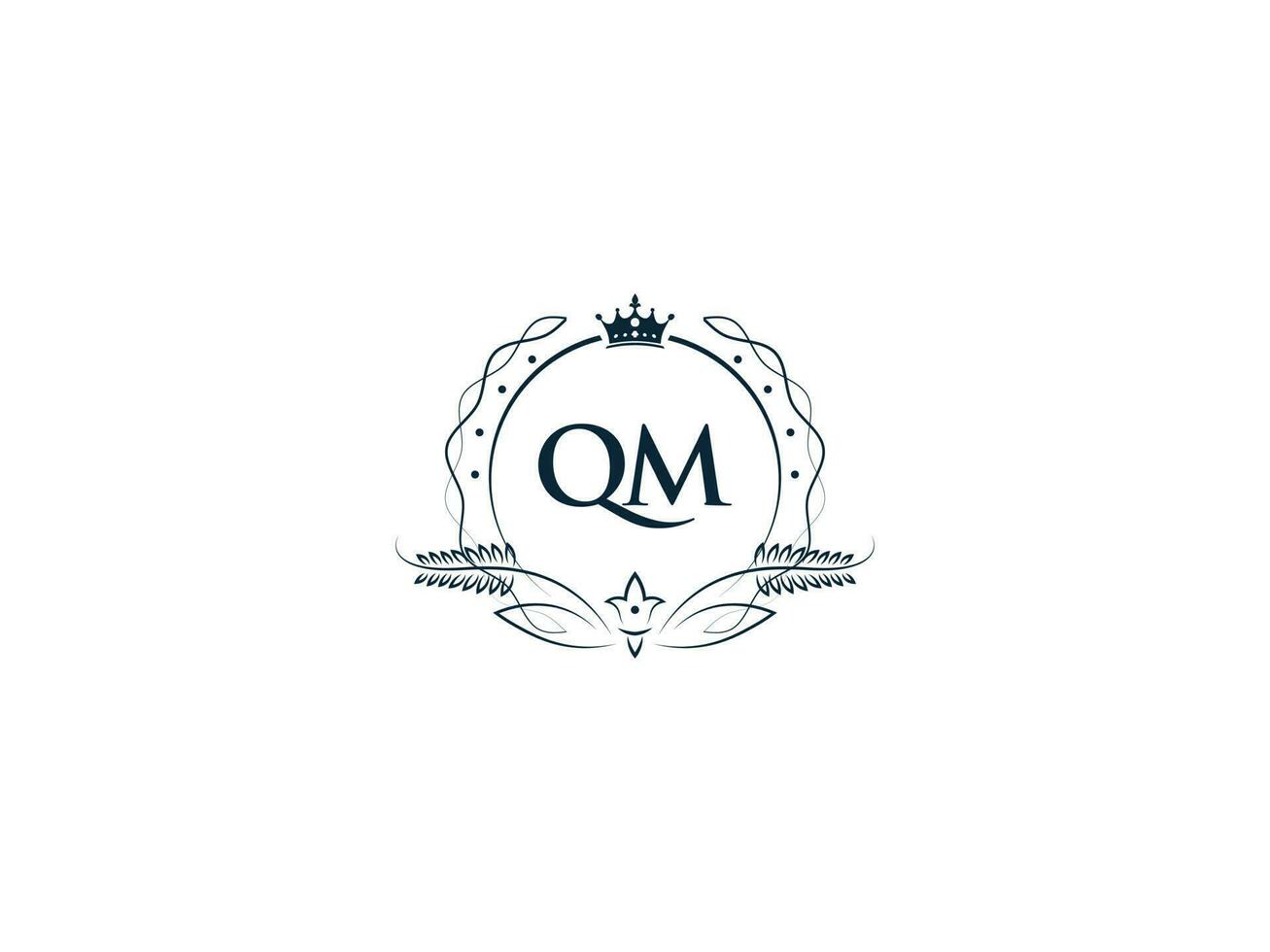 Prêmio real coroa qm logotipo, único carta qm mq logotipo ícone vetor imagem Projeto