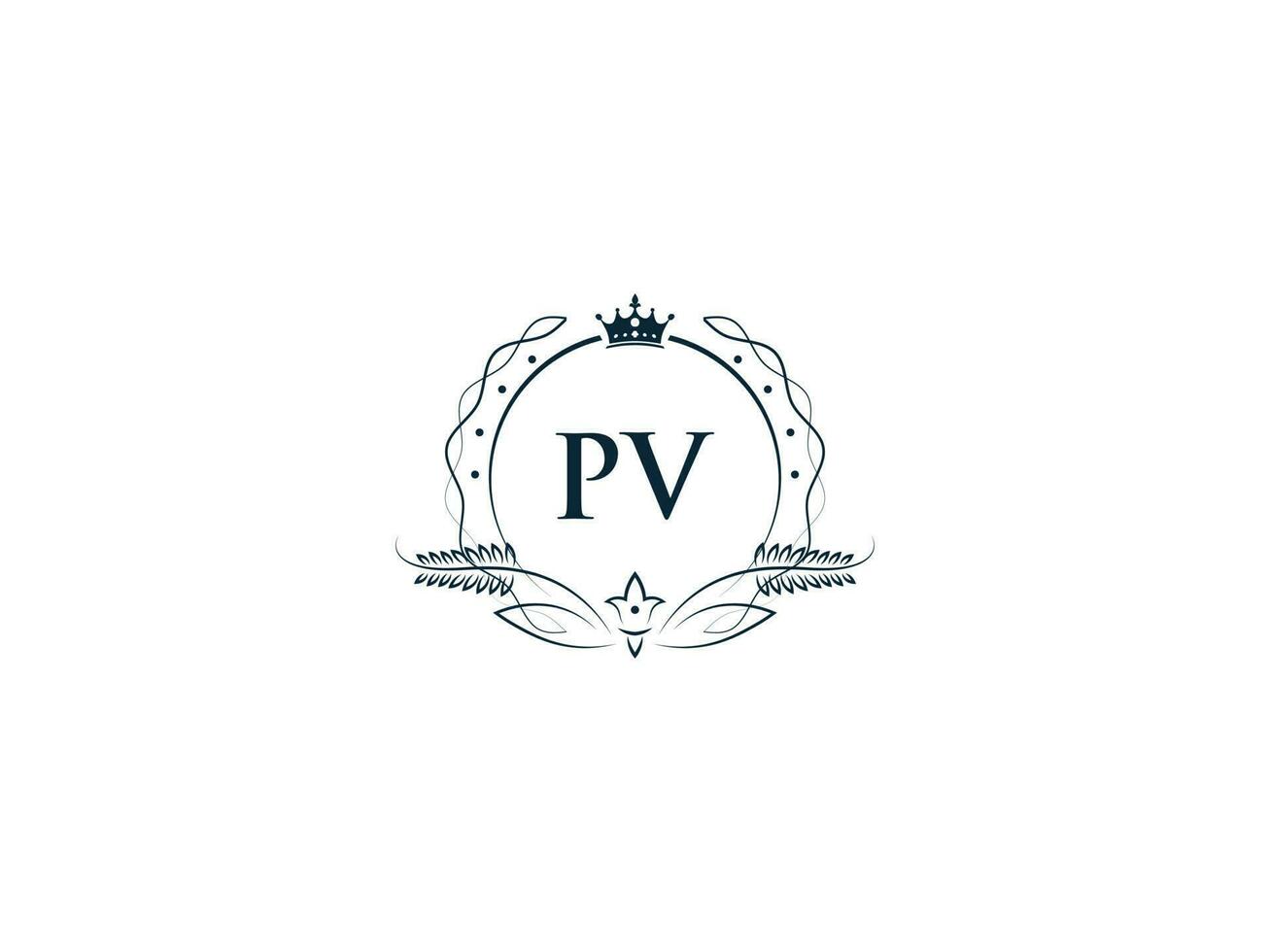 minimalista pv logotipo ícone, criativo pv vp luxo coroa carta logotipo Projeto vetor