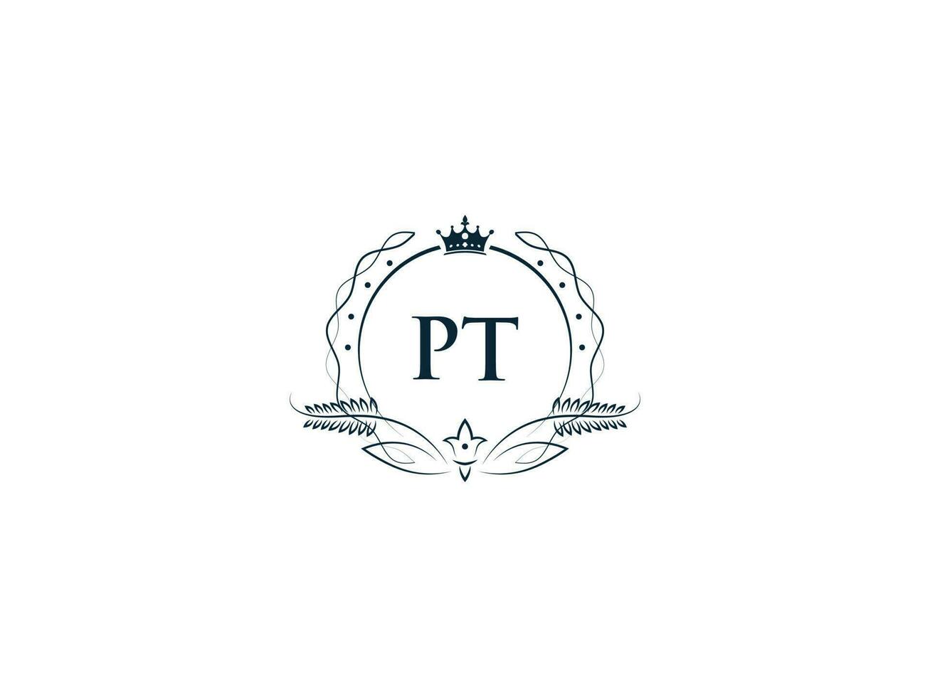minimalista pt logotipo ícone, criativo pt tp luxo coroa carta logotipo Projeto vetor