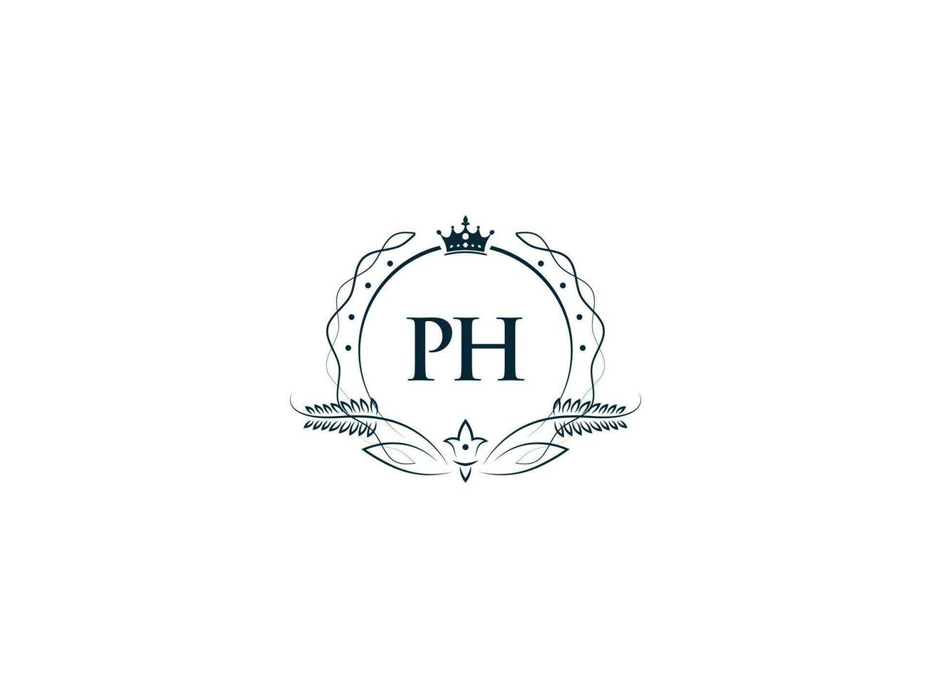minimalista ph logotipo ícone, criativo ph hp luxo coroa carta logotipo Projeto vetor