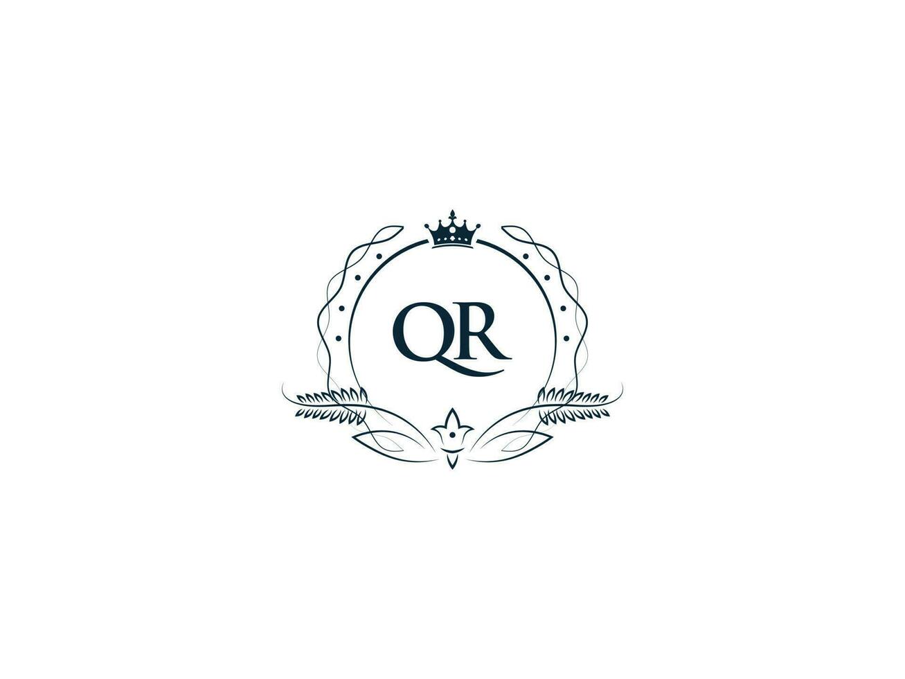 Prêmio real coroa qr logotipo, único carta qr rq logotipo ícone vetor imagem Projeto