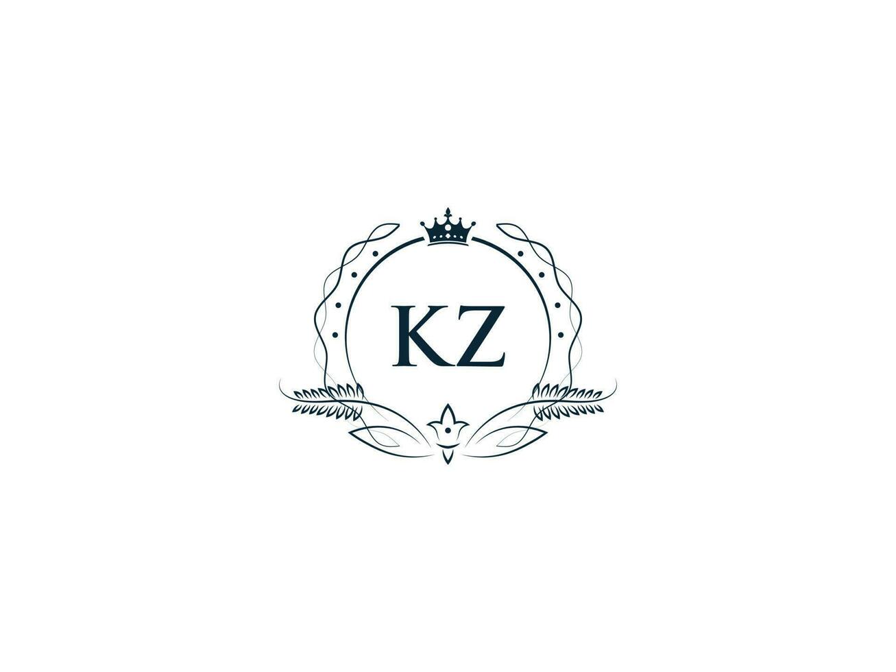 alfabeto coroa kz feminino logotipo elementos, inicial luxo kz zk carta logotipo modelo vetor