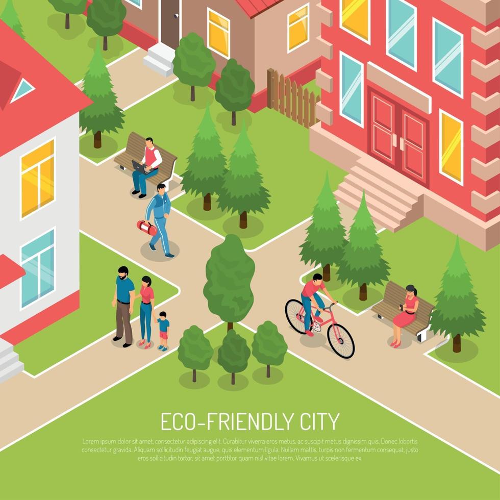 ilustração em vetor eco friendly city isometric illustration