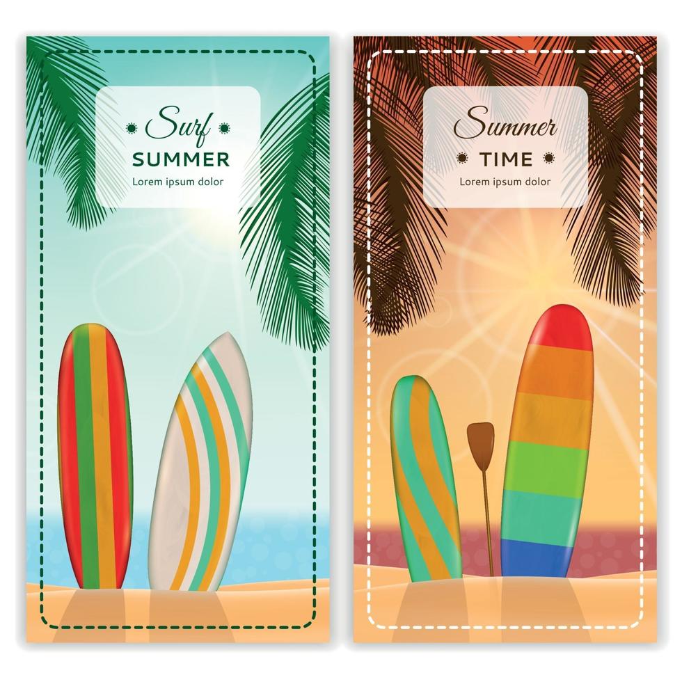 ilustração vetorial de banners verticais de resort de surfe vetor