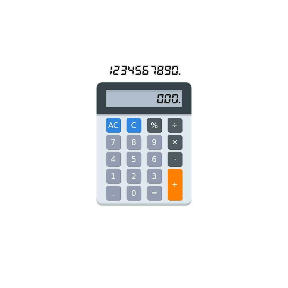 calculadora e digital número branco fundo ícone vetor isolado. plano estilo vetor ilustração.