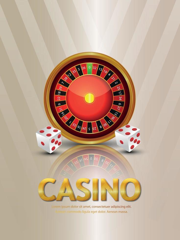 jogo de casino com roda de roleta e dados vetor