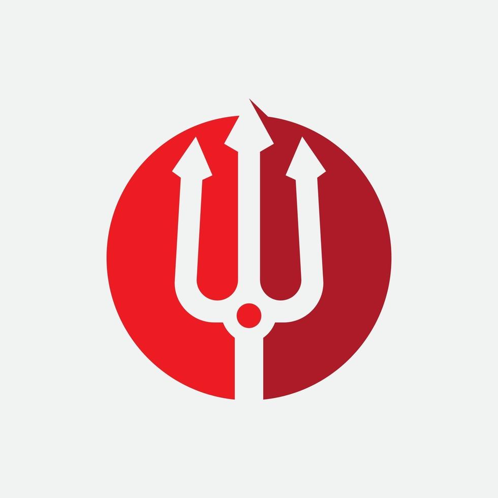 modelo de design de ícone de logotipo de tridente vermelho vetor