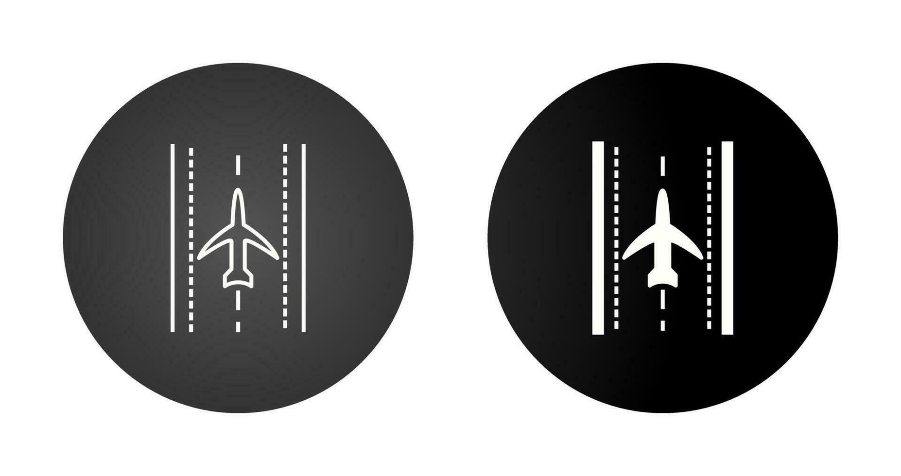 avião no ícone de vetor de pista