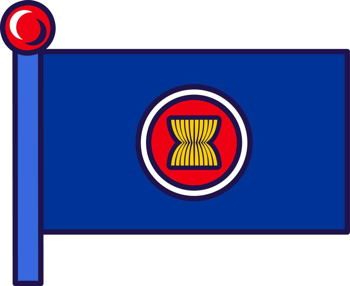esboço bandeira asean mastro de bandeira bandeira bandeira vetor