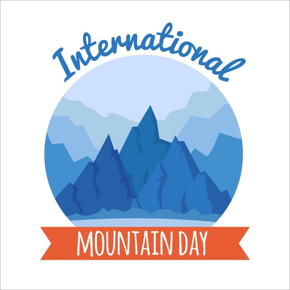 dia internacional da montanha cartão 11 de dezembro hohiday picos natureza geométrica paisagem plana ilustração vetorial conceito de fundo vetor