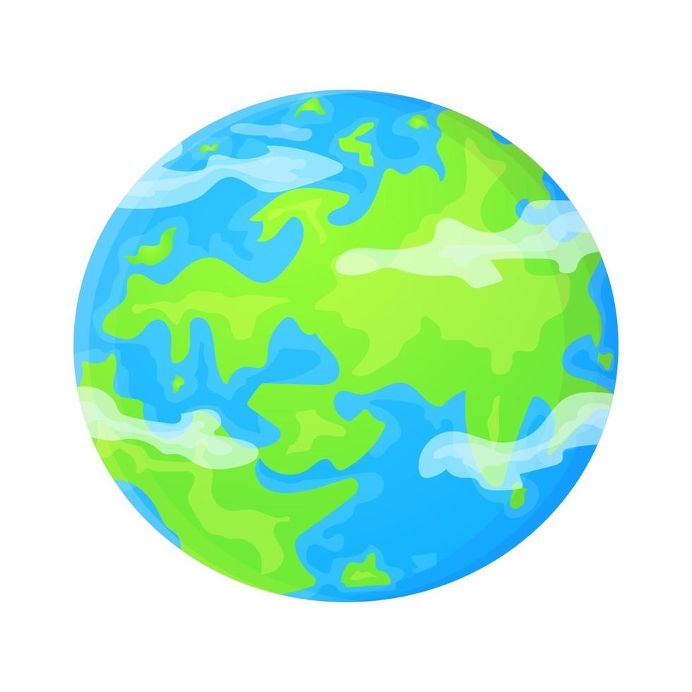 Terra plana planeta clipart bonito dos desenhos animados objeto pode ser usado como símbolo global ecologia conceito estoque ilustração vetorial isolado no fundo branco vetor