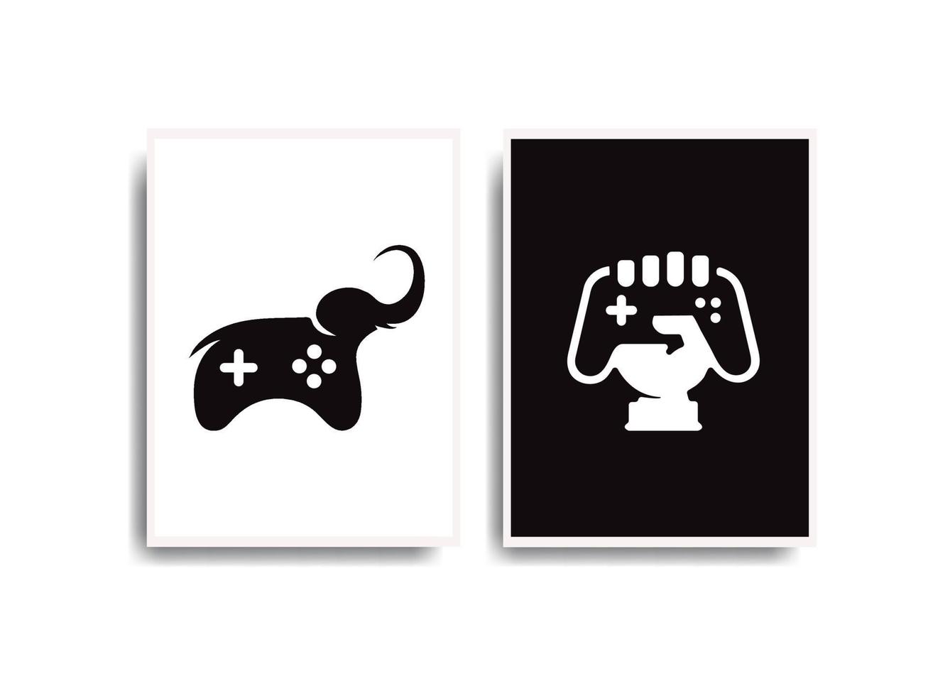 conjunto de design de pôster de jogo em vetor preto e branco